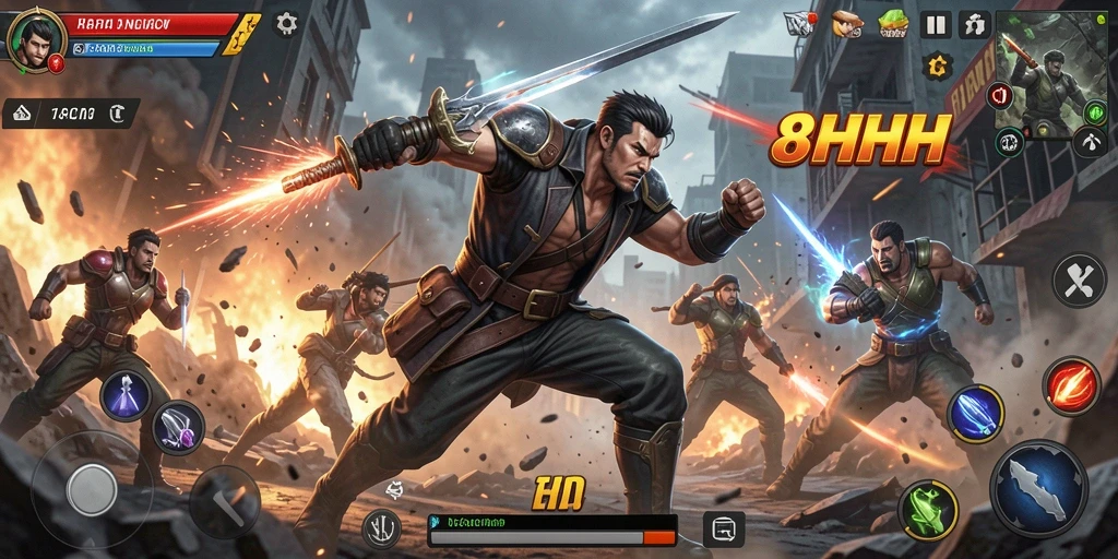 Gameplay mendebarkan 8HHH dengan aksi seru dan intens.