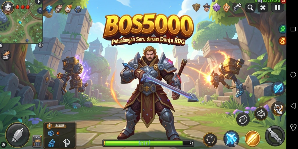 Gameplay seru di dunia RPG BOS5000 penuh tantangan.