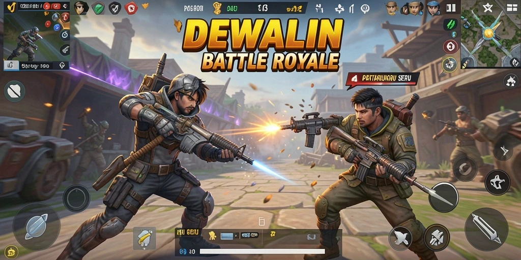 Gameplay DEWALIN yang intens dan mendebarkan dalam dunia Battle Royale.