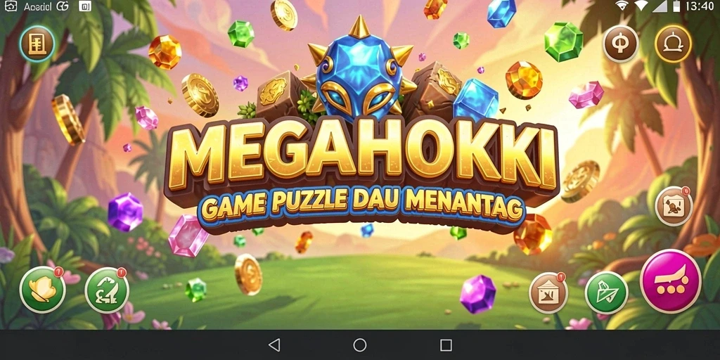 Tampilan gameplay MEGAHOKI dengan teka-teki menarik.