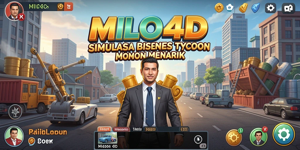 Tampilan gameplay <strong>MILO4D</strong> dengan fitur manajemen bisnis yang menarik.