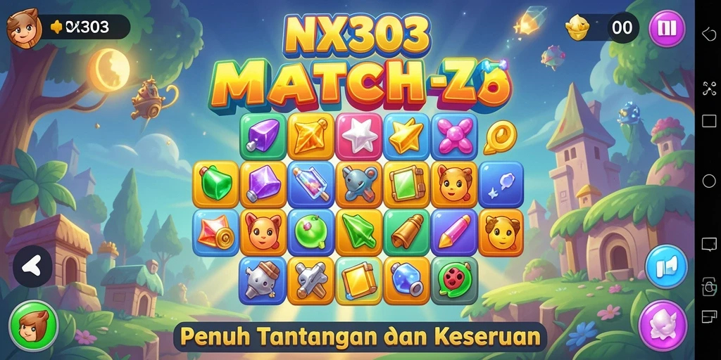 Tampilkan gameplay NX303 yang penuh warna dan menantang.