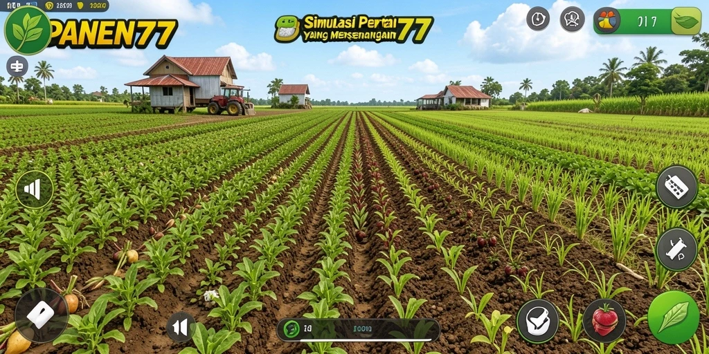 Tampilan gameplay menarik dari PANEN77 dengan pertanian yang realistis.