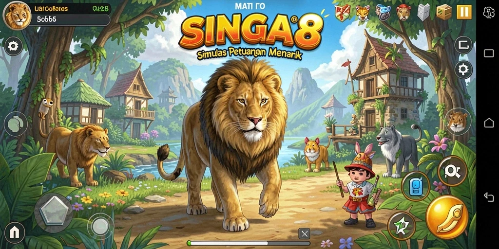 Tampilan gameplay SINGA8 yang memukau dan interaktif.