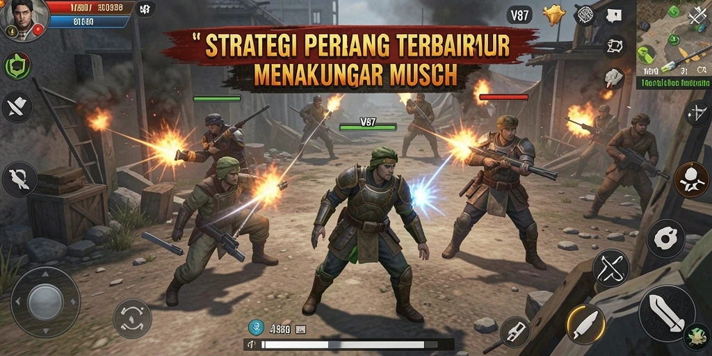 Screenshot gameplay V87 menampilkan strategi pertempuran yang mendebarkan.
